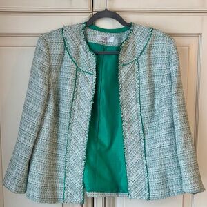 Kasper Green Tweed Women's Blazer sz 14. Designer vibes.